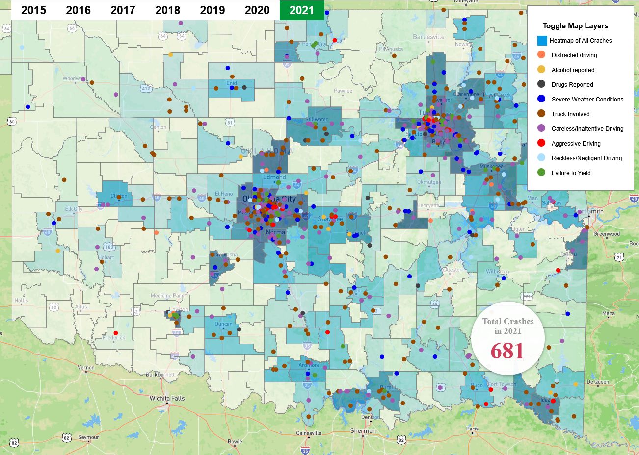 Oklahoma historic road accidents dashboard